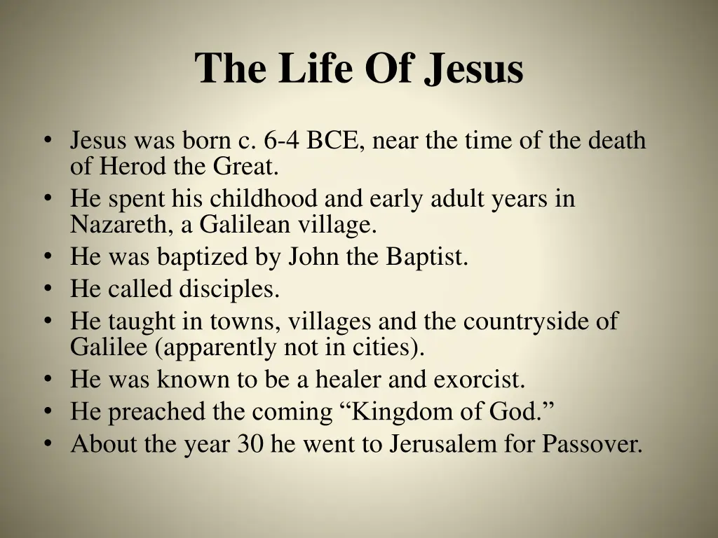 the life of jesus