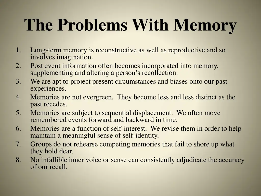 the problems with memory