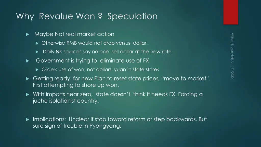 why revalue won speculation