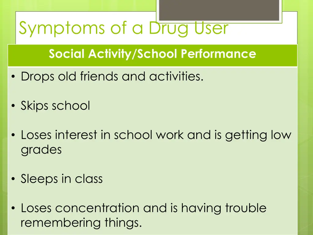 symptoms of a drug user 1