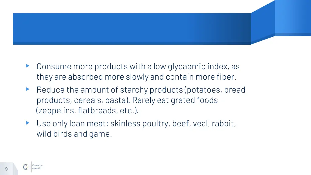 consume more products with a low glycaemic index