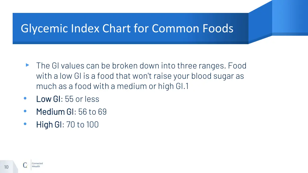 glycemic index chart for common foods