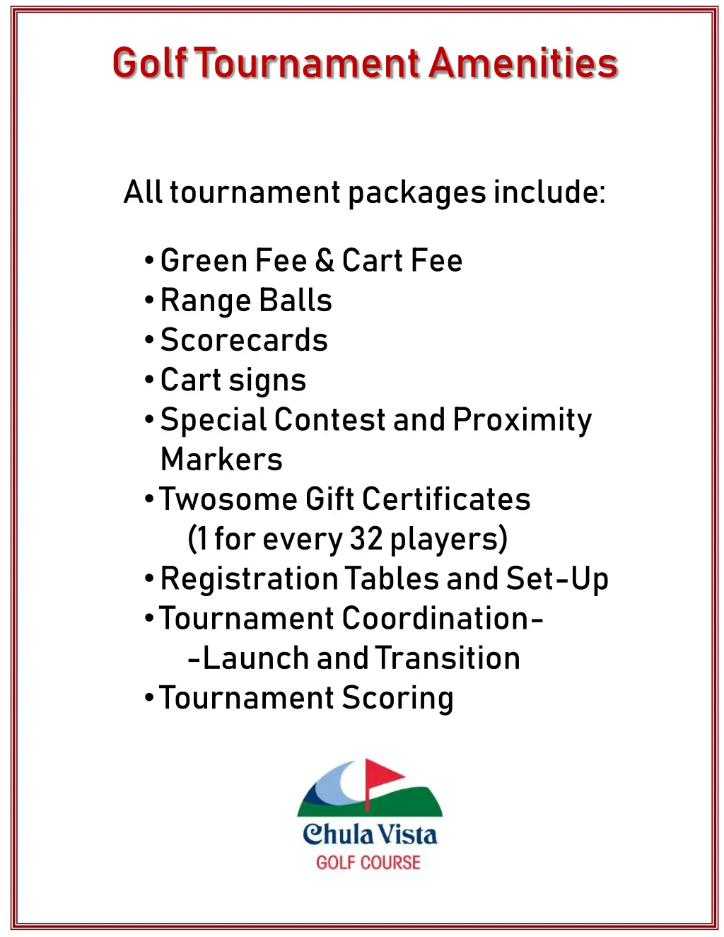 golf tournament amenities