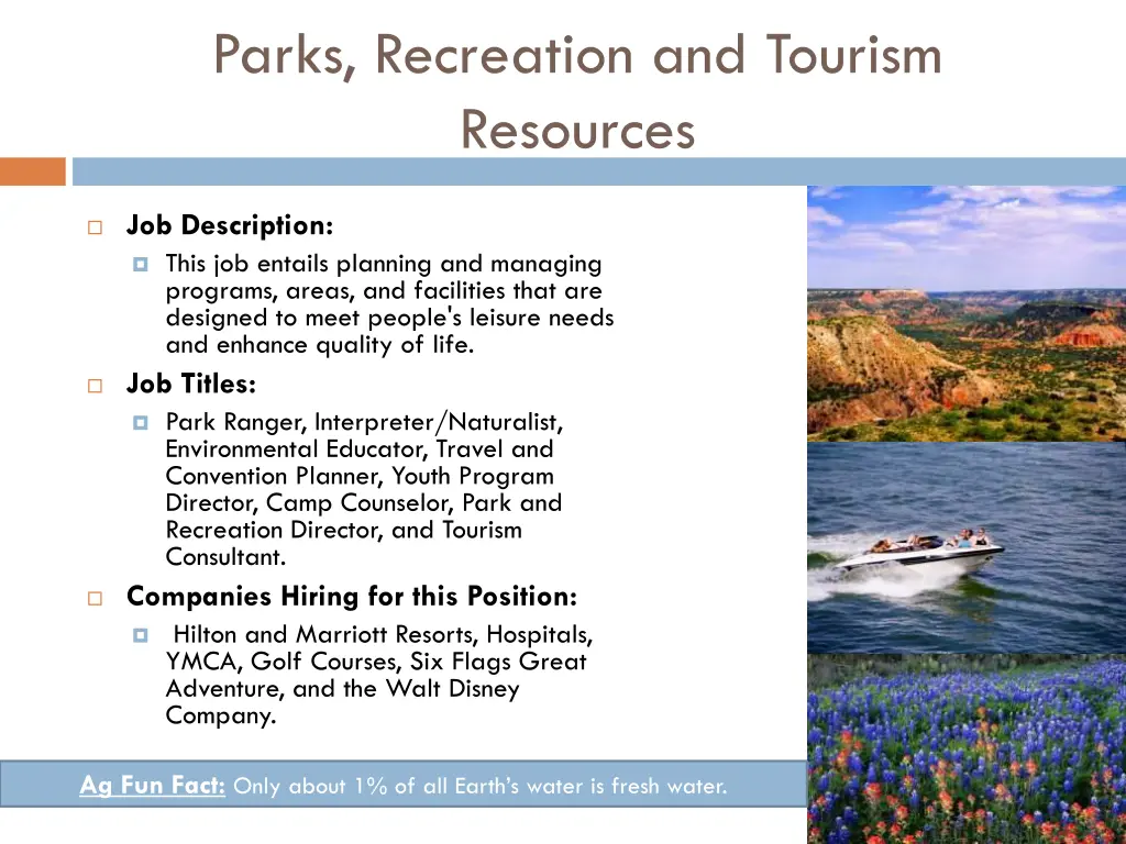 parks recreation and tourism resources