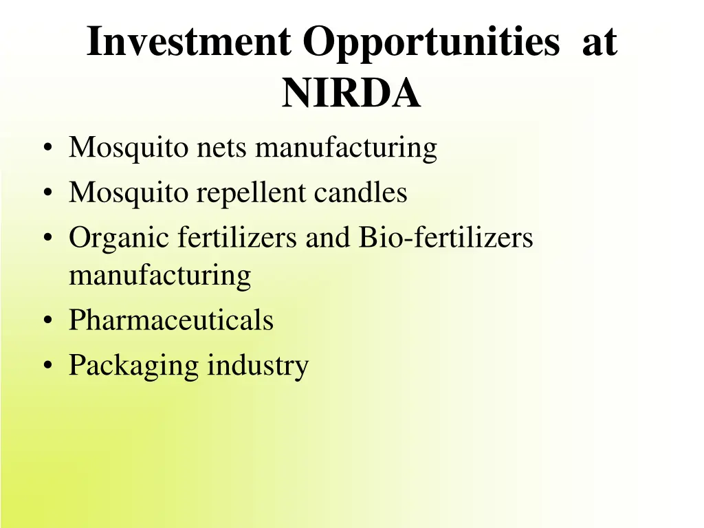 investment opportunities at nirda mosquito nets