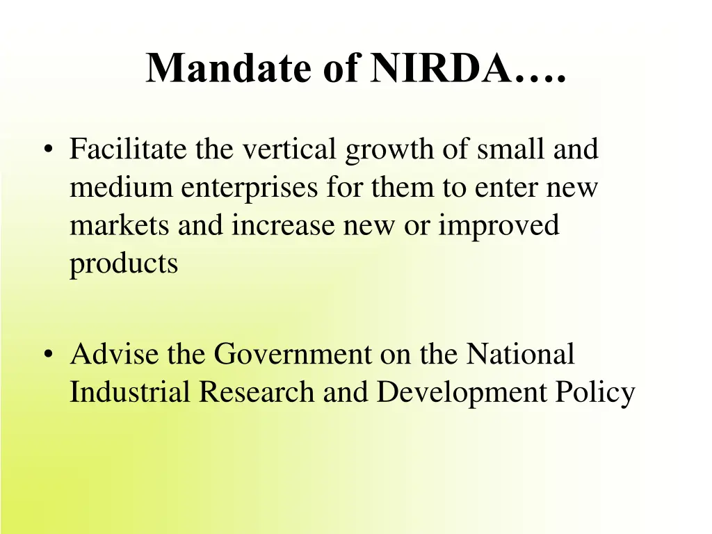 mandate of nirda 2