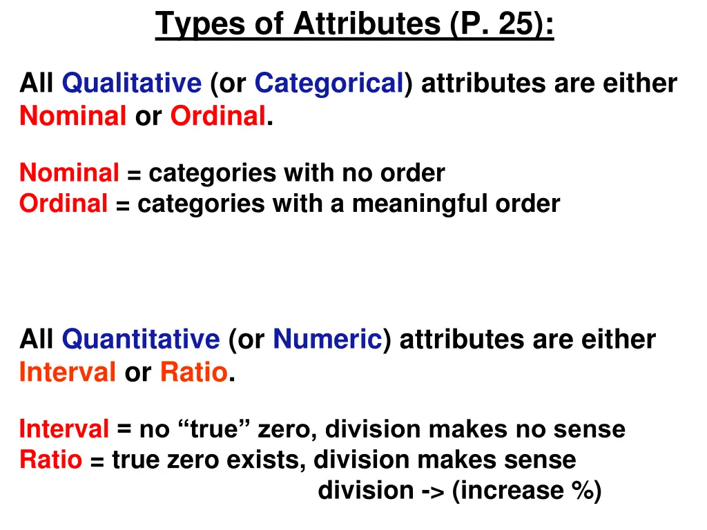 types of attributes p 25