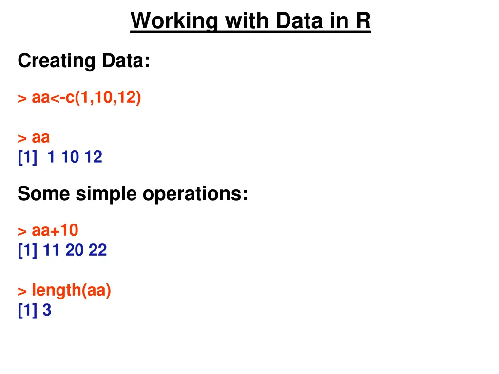 working with data in r