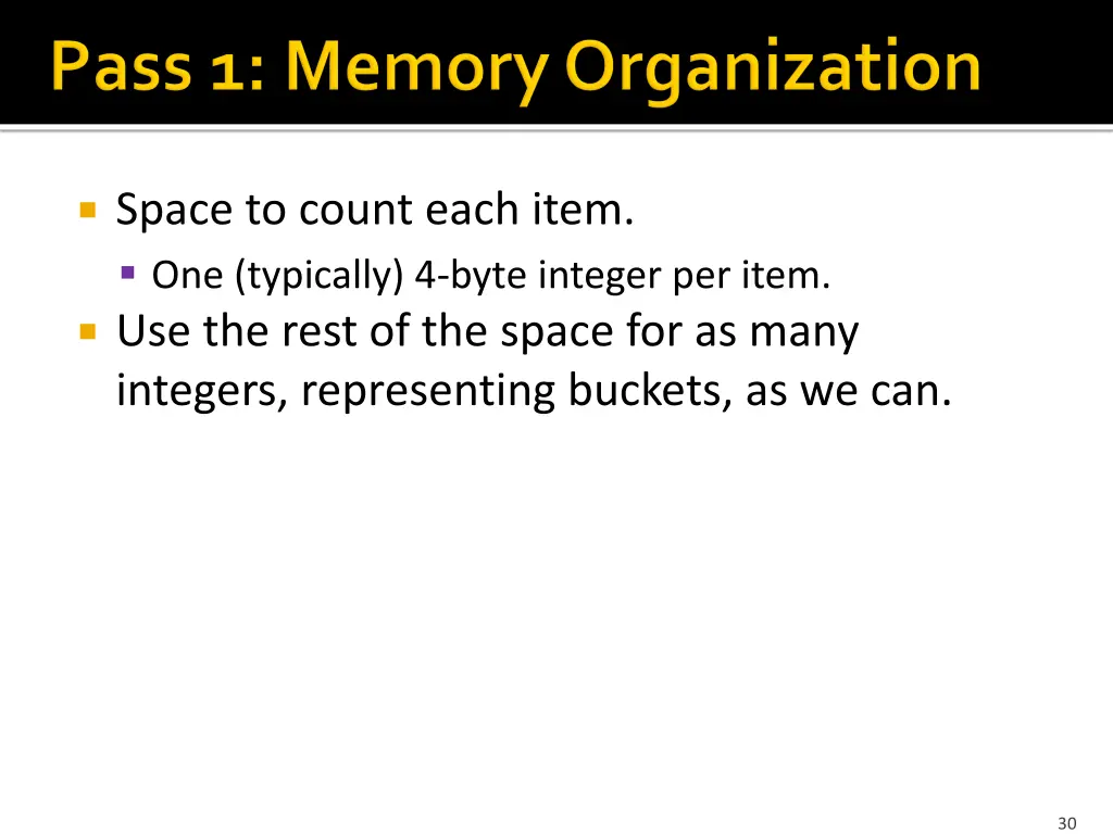 space to count each item one typically 4 byte