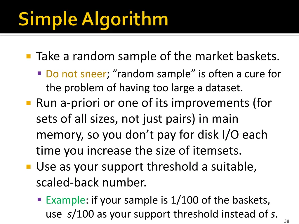 take a random sample of the market baskets