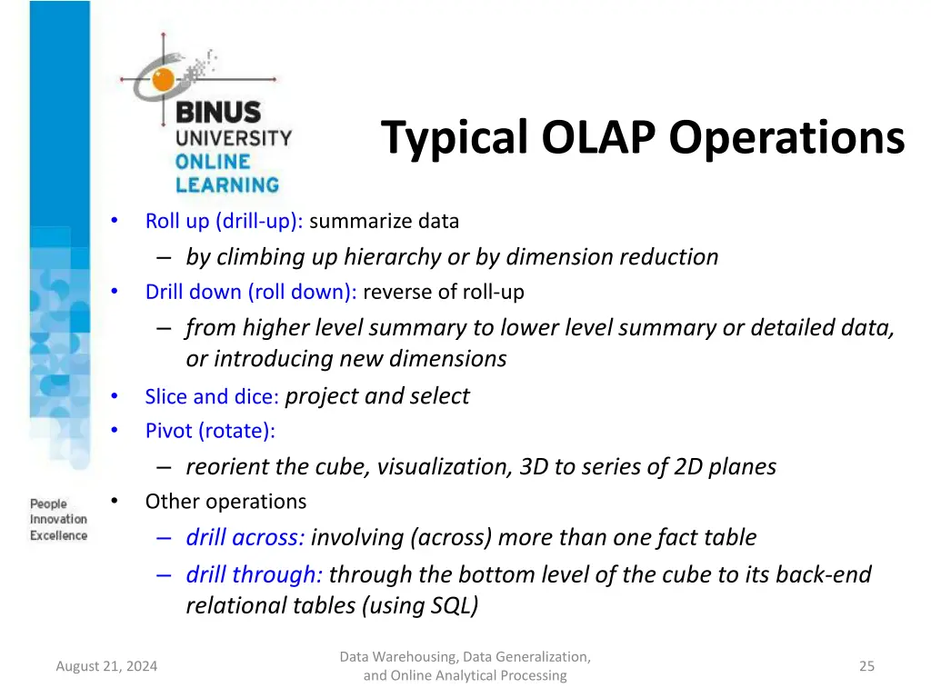 typical olap operations