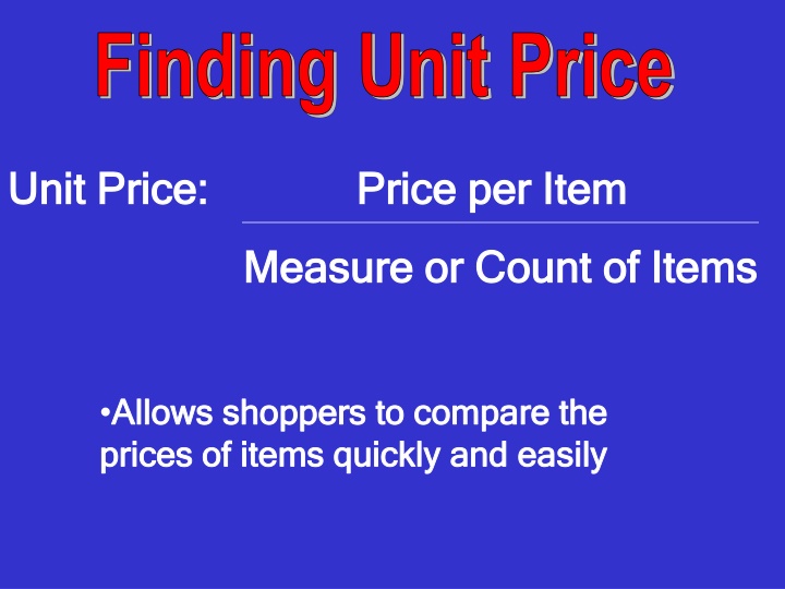 finding unit price