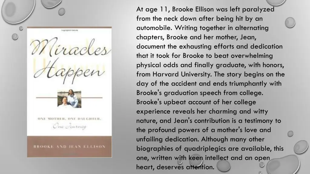 at age 11 brooke ellison was left paralyzed from