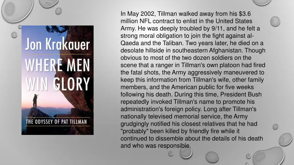 in may 2002 tillman walked away from