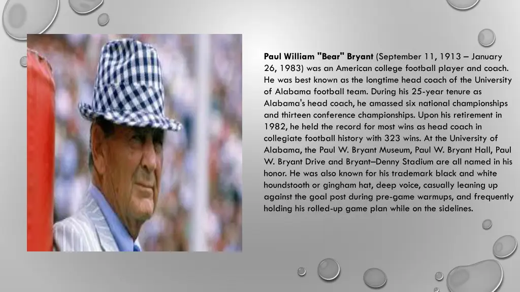 paul william bear bryant september 11 1913