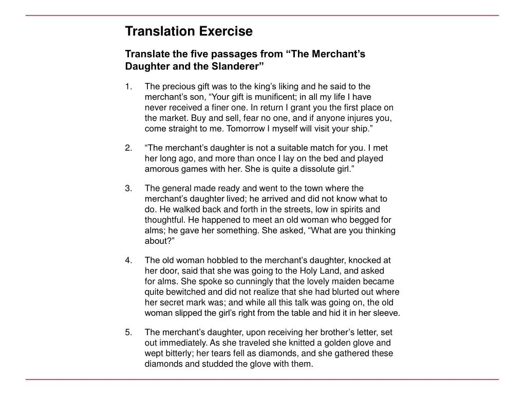 translation exercise