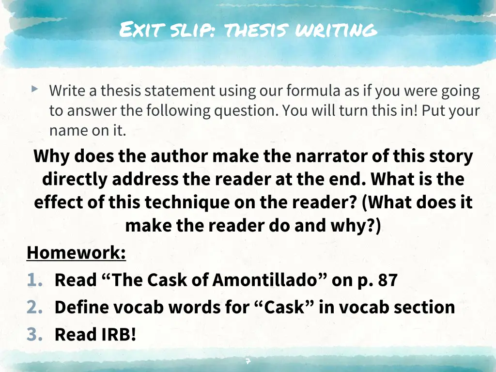 exit slip thesis writing