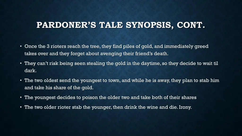 pardoner s tale synopsis cont