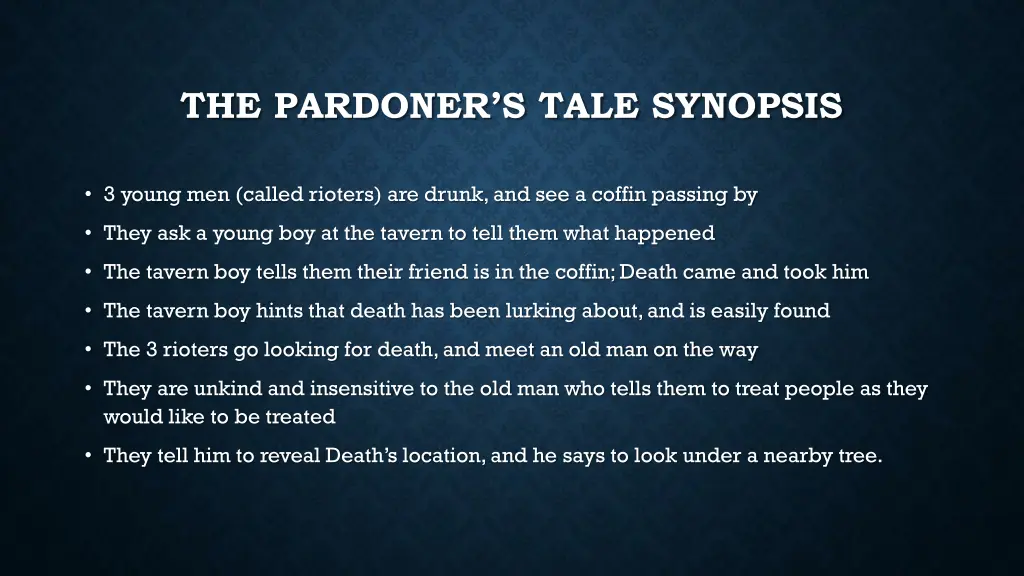 the pardoner s tale synopsis