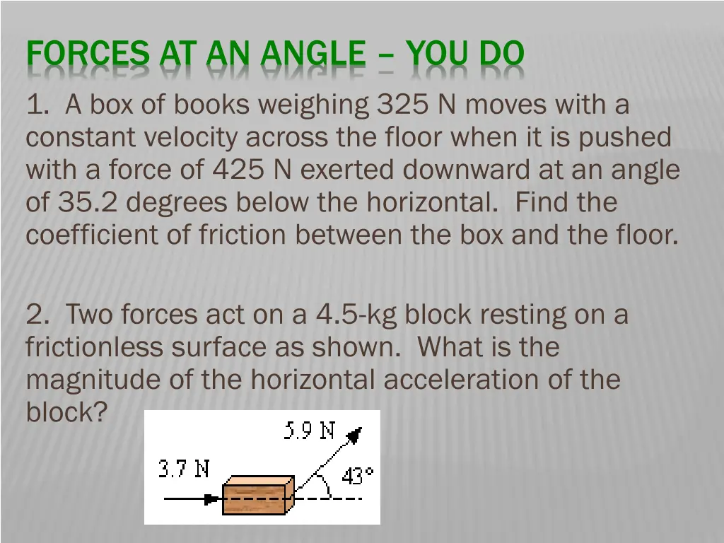 forces at an angle you do 1 a box of books