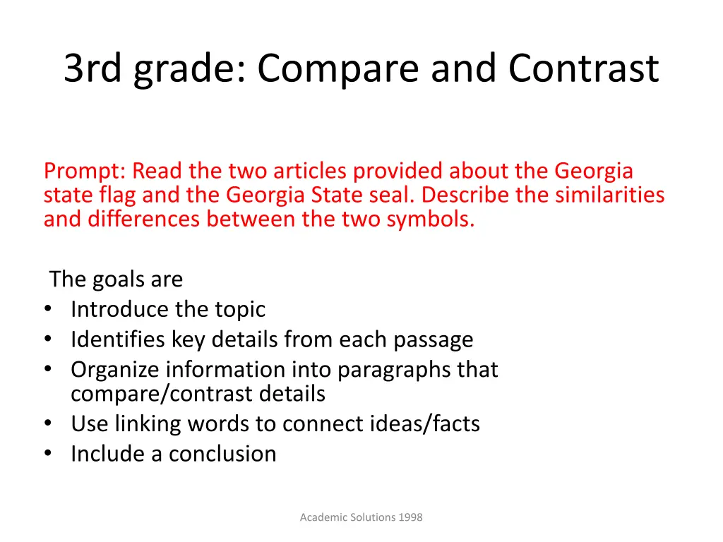 3rd grade compare and contrast