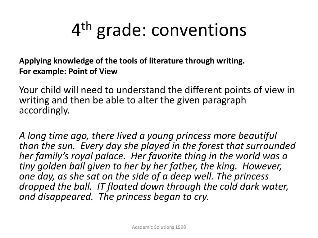 4 th grade conventions