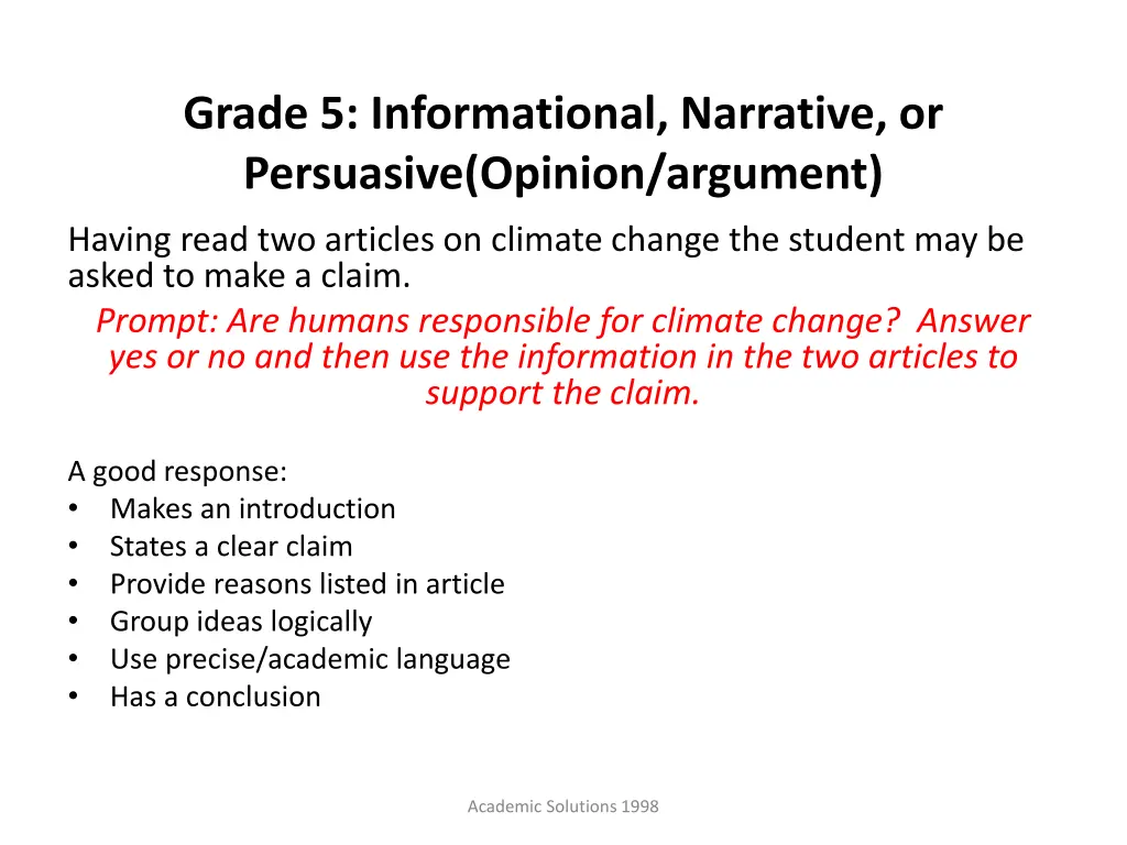 grade 5 informational narrative or persuasive