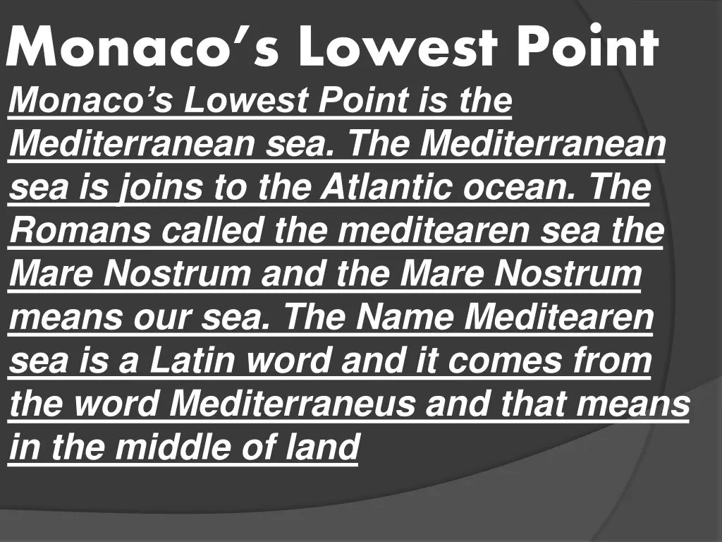 monaco s lowest point monaco s lowest point