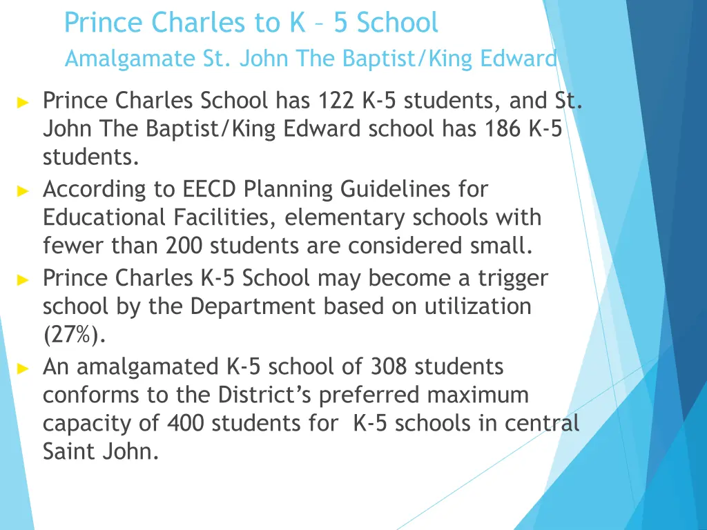 prince charles to k 5 school amalgamate st john