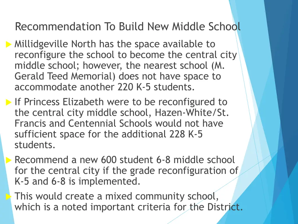 recommendation to build new middle school 1