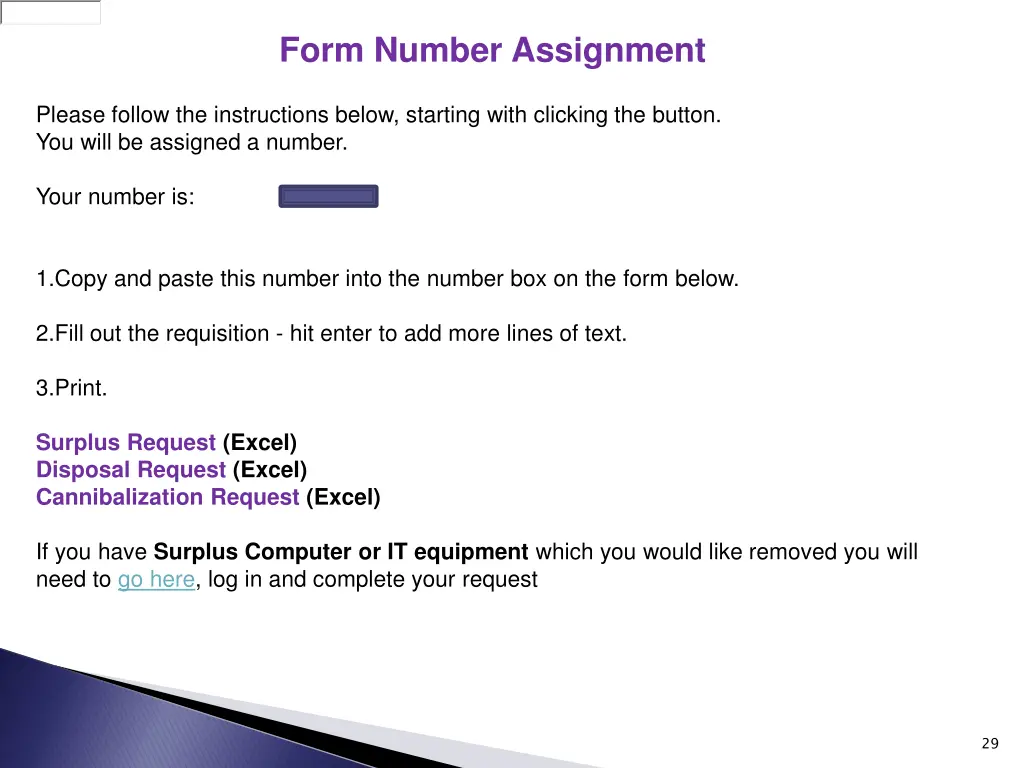 form number assignment