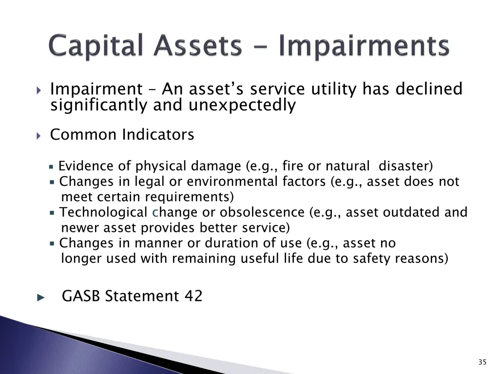 impairment an asset s service utility