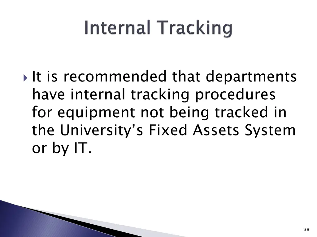 it is recommended that departments have internal