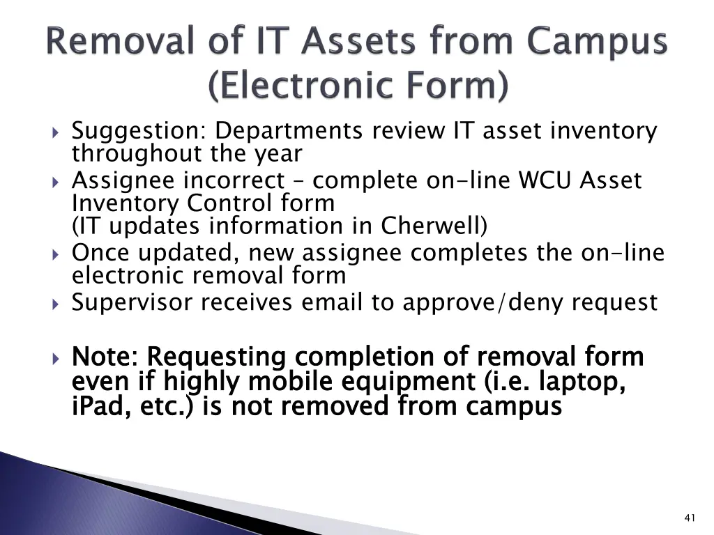 suggestion departments review it asset inventory