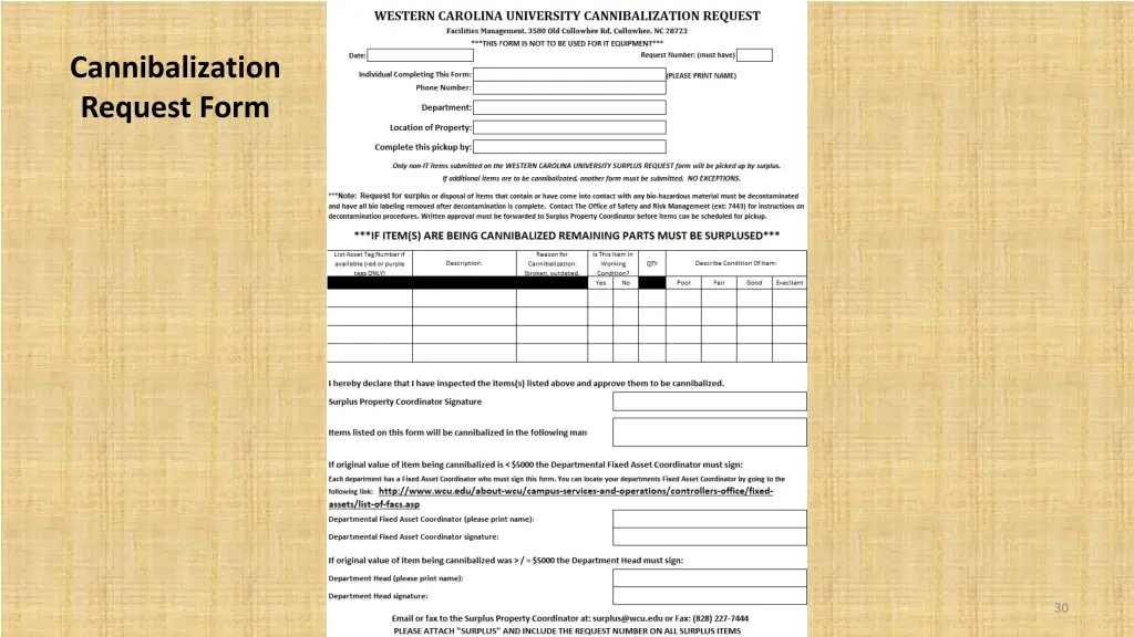 cannibalization request form