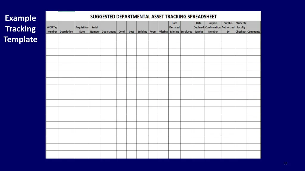 example tracking template