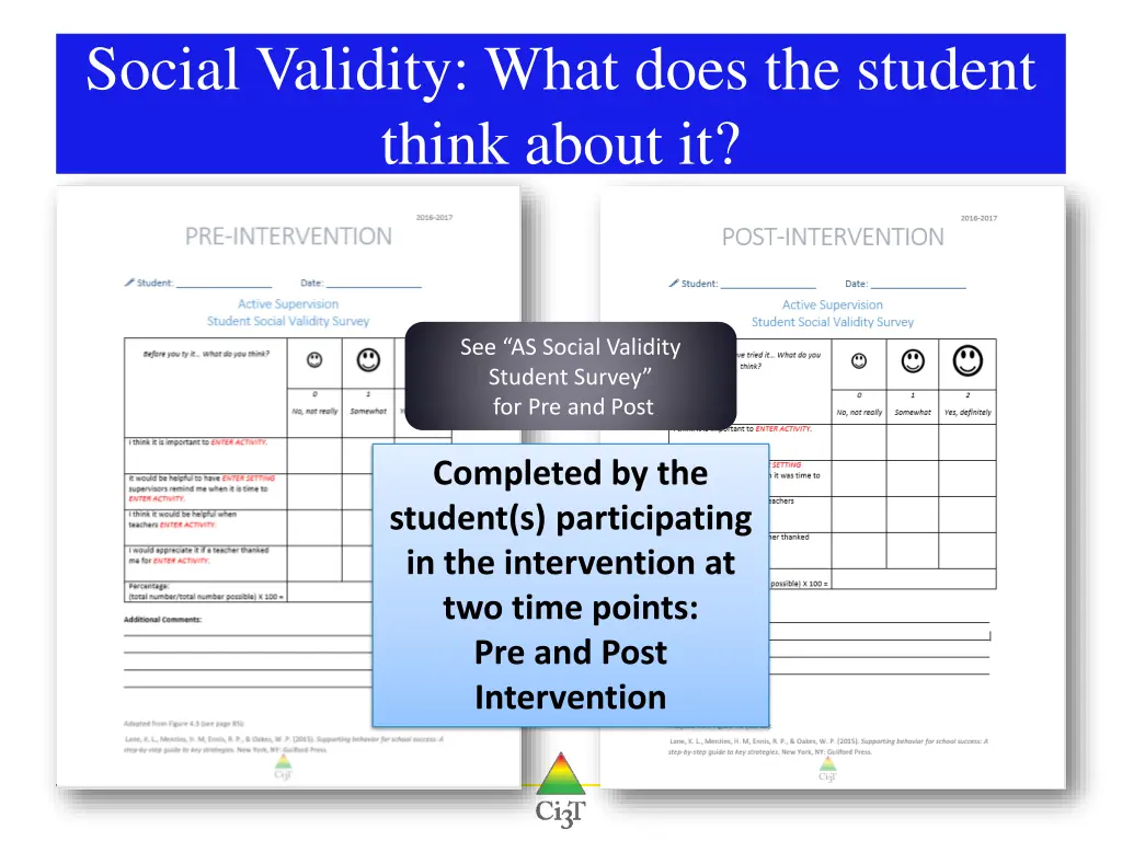 social validity what does the student think about