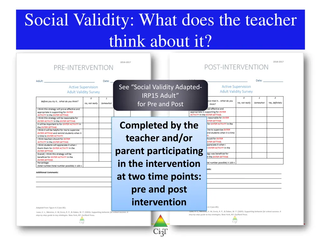 social validity what does the teacher think about