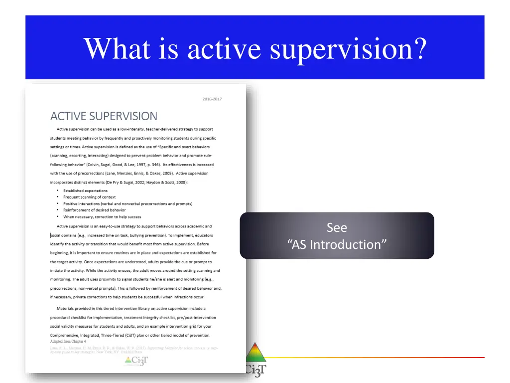 what is active supervision 1