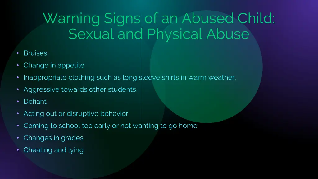 warning signs of an abused child sexual