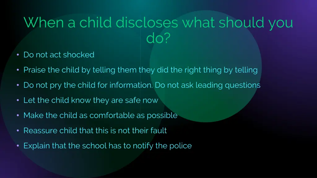 when a child discloses what should