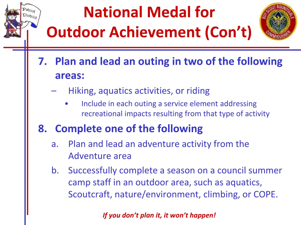 national medal for outdoor achievement con t