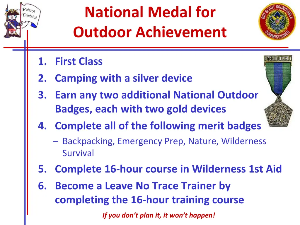 national medal for outdoor achievement