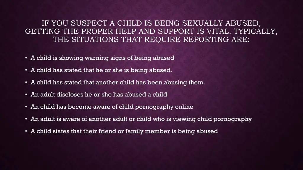 if you suspect a child is being sexually abused