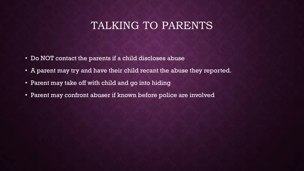 talking to parents