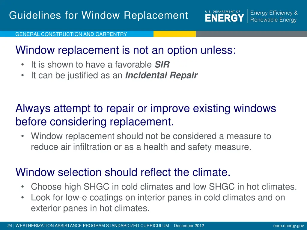 guidelines for window replacement