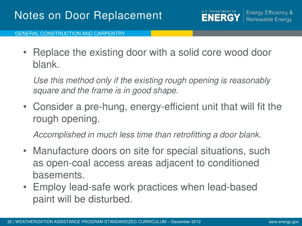 notes on door replacement