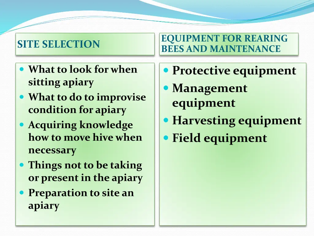 equipment for rearing bees and maintenance