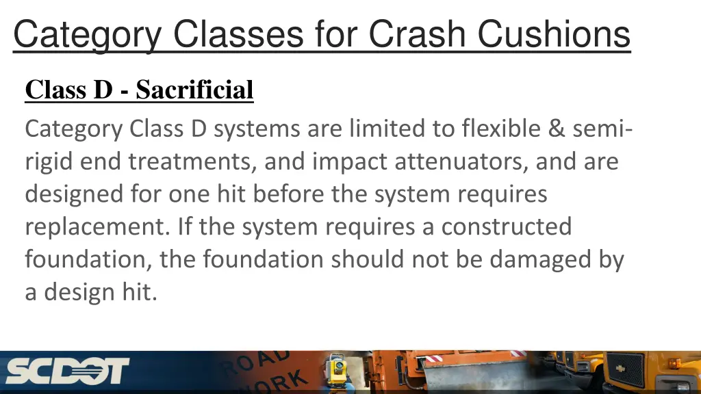 category classes for crash cushions 2