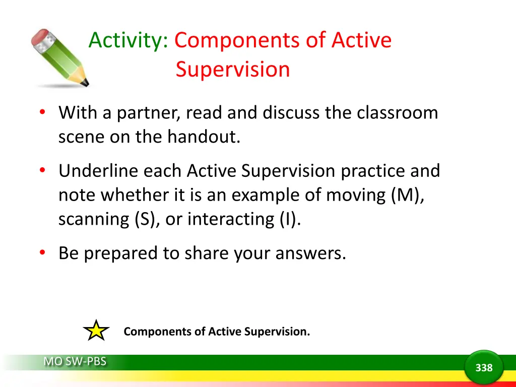 activity components of active supervision